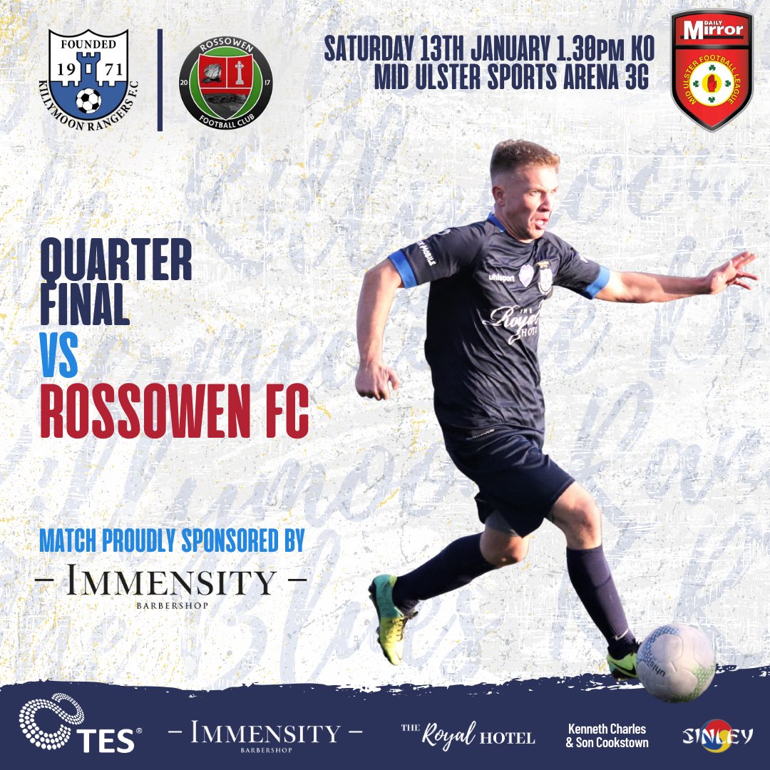 Killymoon_FC's tweet photo. Mid-Ulster Shield Quarter-Final 🏆

vs @rossowen_fc 

This match has been kindly sponsored by: 𝗜𝗠𝗠𝗘𝗡𝗦𝗜𝗧𝗬 𝗕𝗔𝗥𝗕𝗘𝗥𝗦𝗛𝗢𝗣📍 11 William Street, Cookstown

BOOK ➡️ https://t.co/UZpQRRNu8k

Card payments accepted, &amp; Men’s styling products available to purchase in store. https://t.co/DtpXiTe0Ml
