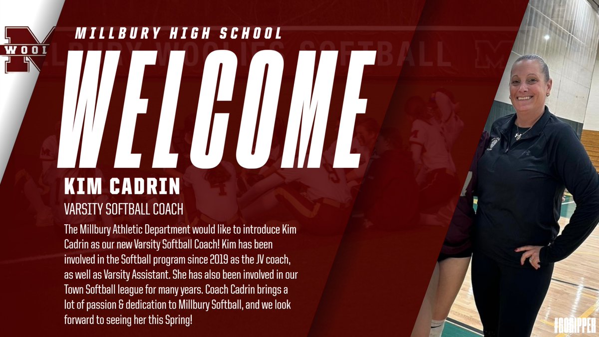 Woolie_Pride's tweet photo. We'd like to introduce Kim Cadrin as our new Varsity Softball Coach! Congratulations Coach Cadrin &amp; we're looking forward to a new era in Millbury Softball! #GoWoolies @MillburyBooster @clowe_millbury @WoolieNews @tgsports https://t.co/EsNFT2eaKM