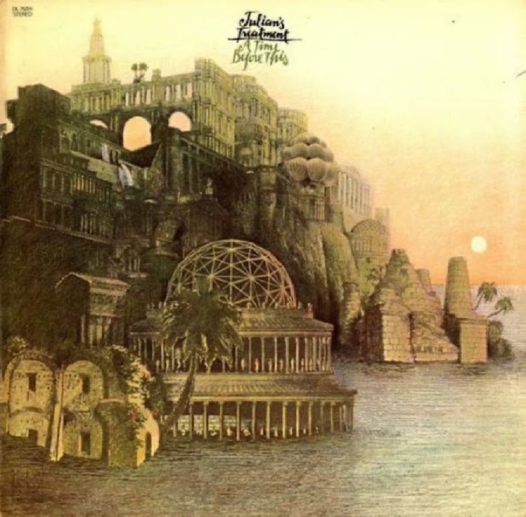 Julian's Treatment - “A Time Before This” (1970), was the brainchild of writer, Julian Jay Savarin. Like his books, this concept album deals with science fiction and the plight of Earth’s last man and his journey to war torn Alpha Centauri. A psych Prog Wonder.