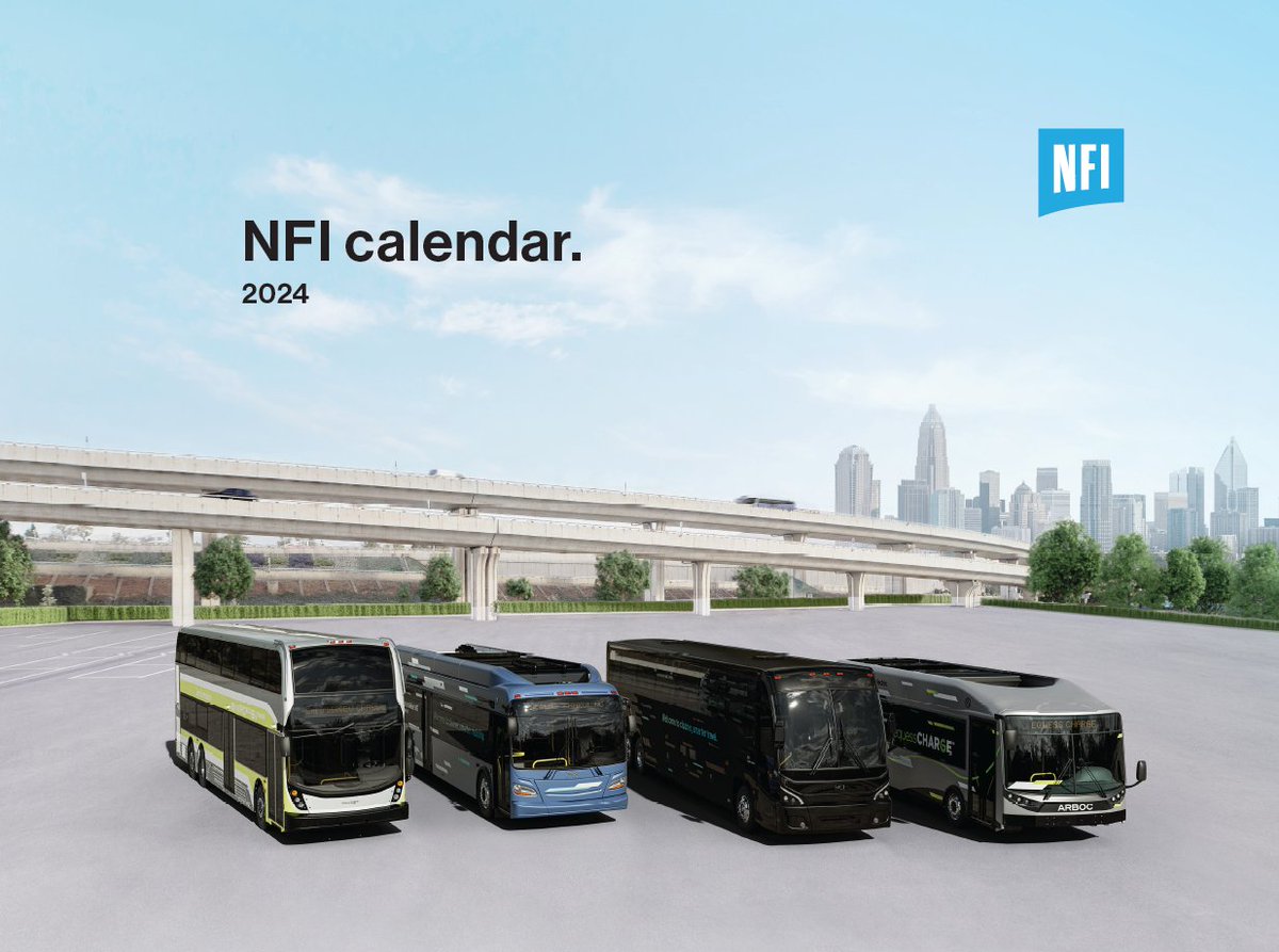 Kick-off 2024 with NFI’s first all-EV calendar!

Catch NFI's full lineup of #zeroemission EVs in a high-resolution, downloadable 2024 calendar featuring three MCI #ecoaches.

📅 Simply download, print, and post your NFI #LeadingtheZEvolution calendar at bit.ly/41yGqiG