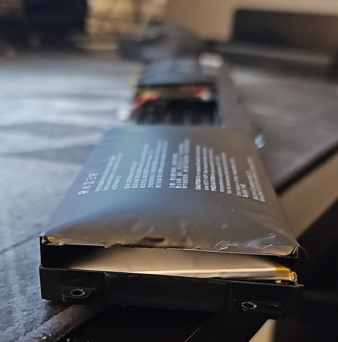 bcrisp82's tweet photo. @Razer is this battery safe to use as a pillow? Removed from my 2020 razer pro 17.  Not sure I feel safe with this thing in my house. https://t.co/FR0T078VTR