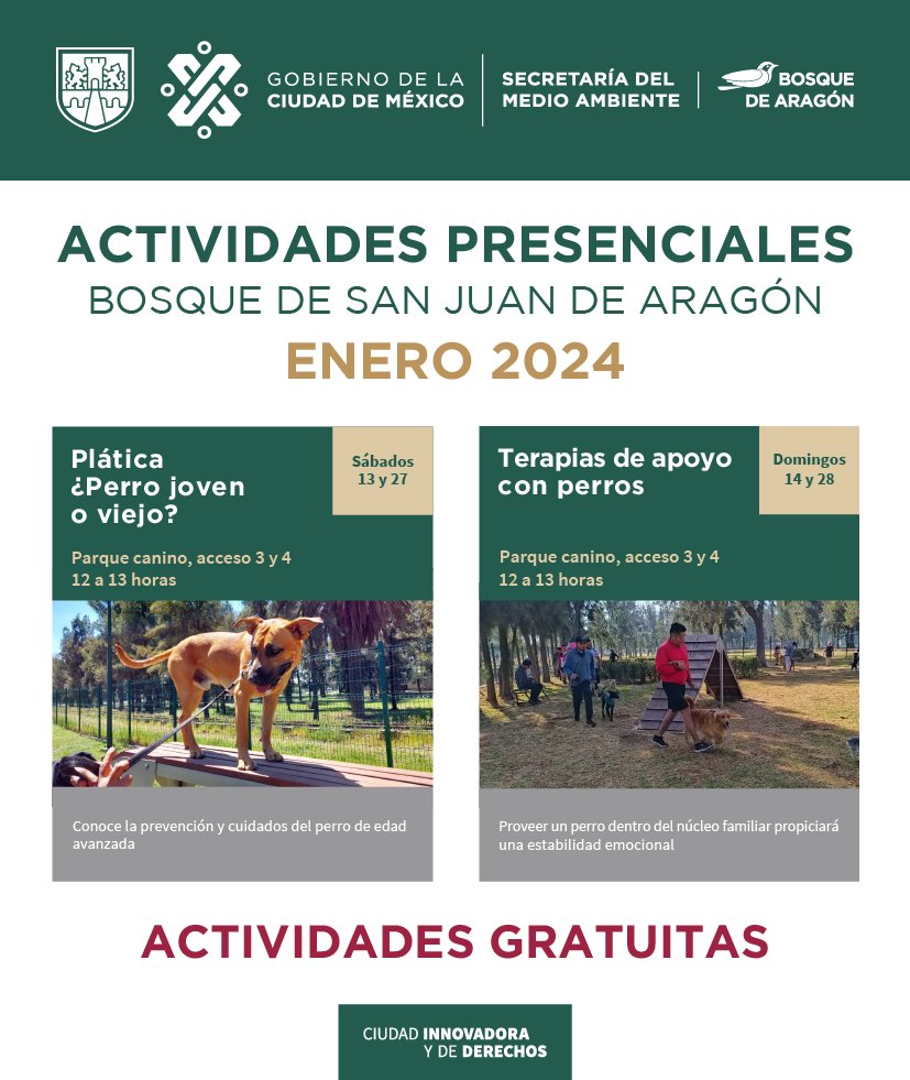 SEDEMA_CDMX's tweet photo. Sé un #TutorResponsable y no te pierdas las pláticas que tendremos este mes en el Bosque de Aragón para el cuidado y bienestar de tu lomito 🐶
Checa las fechas 👇
@martibatres @GobCDMX https://t.co/iglhCUqT8i