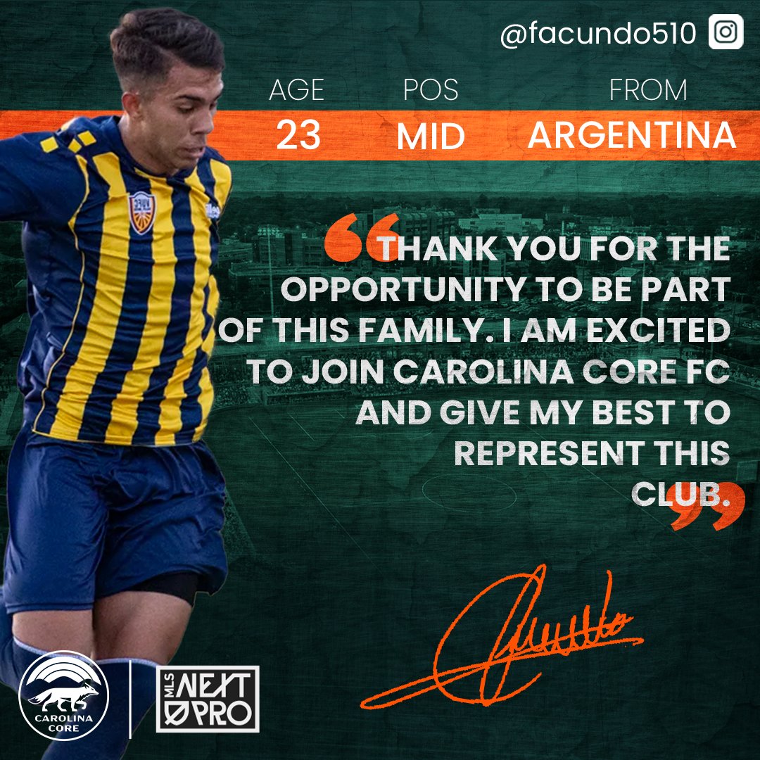 Facundo Canete, welcome to Carolina Core FC 🦊