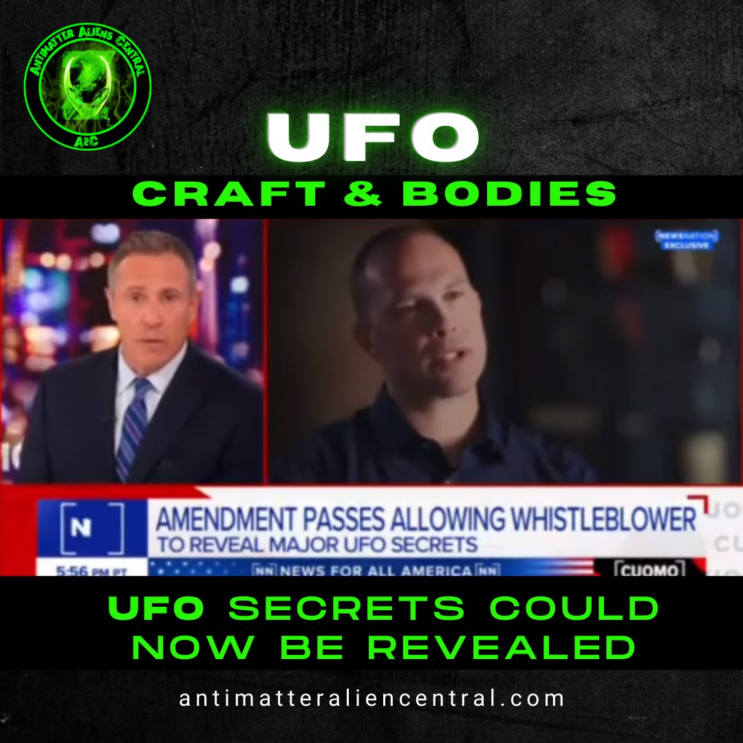 AliensCentral's tweet photo. Grusch has program names, locations of extraterrestrial craft and bodies, location of a football field sized craft, lists of hostile and non-hostile witnesses.
#ufo #ufos #ufovideos #ufohunters #ufologia #ufology #ufonews #uaptransparency #uaps #flyingsaucer #flyingsaucers https://t.co/OPigdxBimS