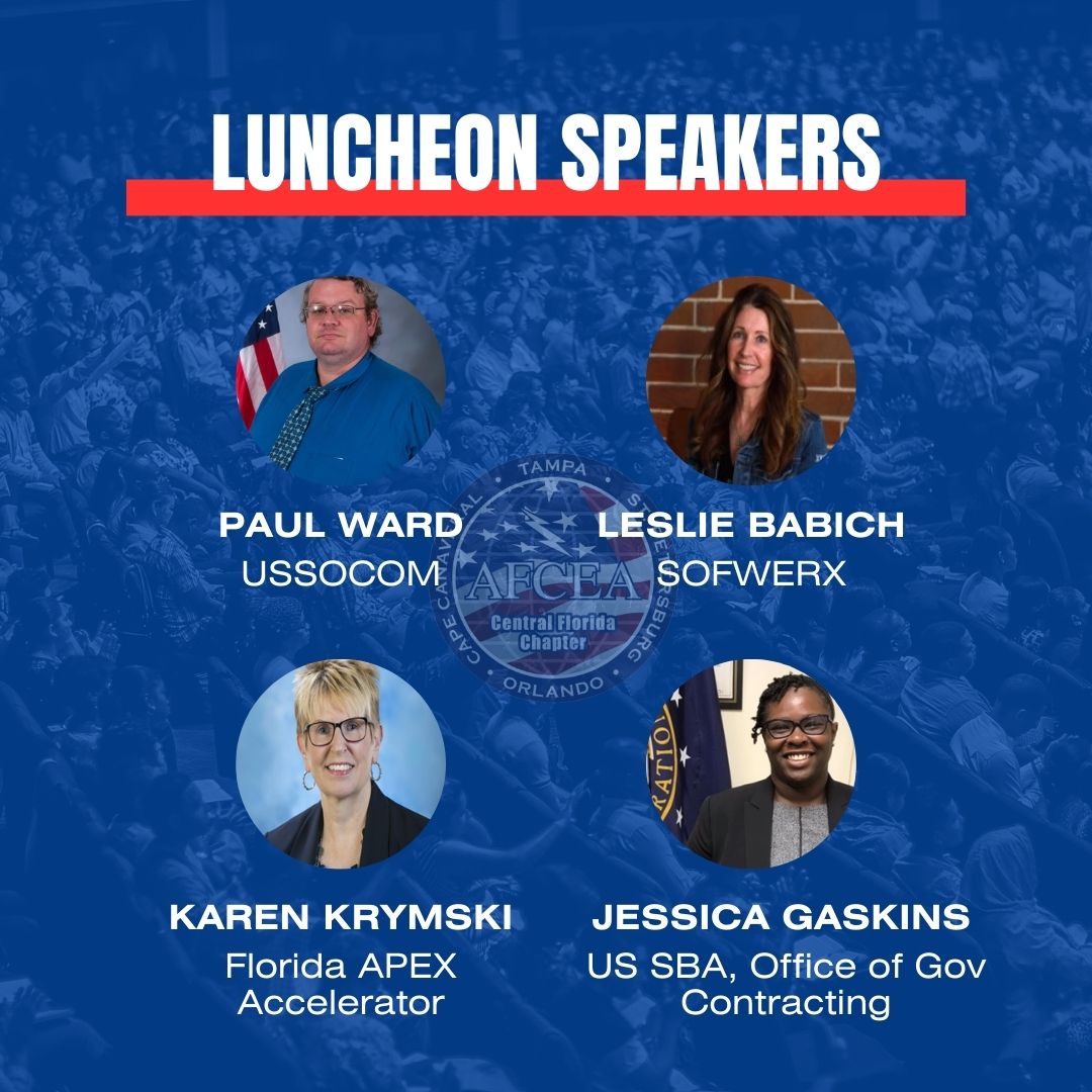 AfceaT's tweet photo. 🌐Join us for the First AFCEA Central Florida Luncheon of 2024 on Jan 17th! 🎤 Featuring a Small Business Panel with experts from USSOCOM, SOFWERX, US SBA, and APEX Accelerator. REGISTER NOW: https://t.co/FiufZmSPg9 https://t.co/kZbjH3e3mv
