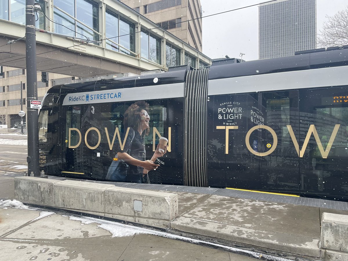 The Downtown State of Mind #kcstreetcar sponsored by <a href="/KCPLDistrict/">KCPLDistrict</a> is brightening up this cold, grey January day. Hop on board &amp; explore downtown #KC!