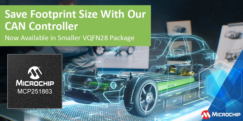 MicrochipTech's tweet photo. Accelerate time to market with CAN FD functionality. The device, now available in a smaller size, saves time and risk: https://t.co/5wIFaSIFSF. #CANFD #FuSa #AutomotiveNetworking https://t.co/FGcBV39OsH