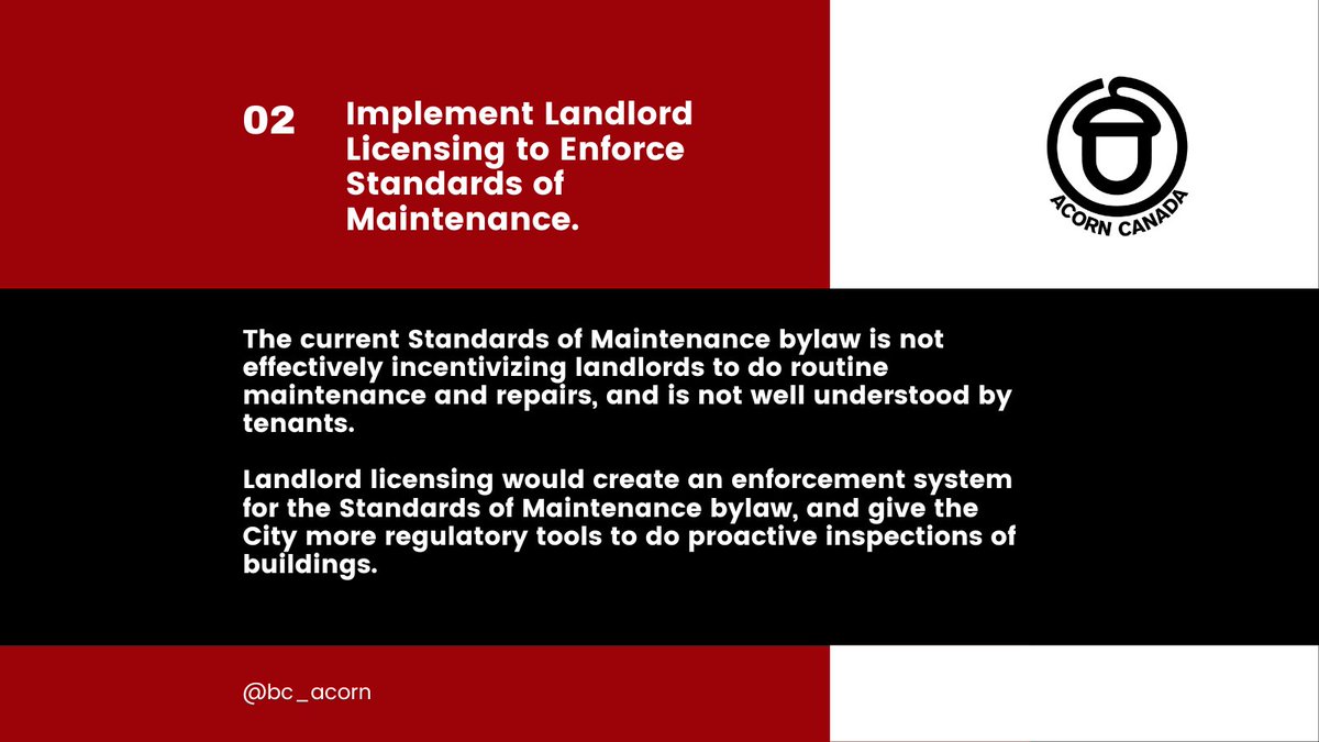 ACORN’s Stand Up For Surrey Housing Platform has two very simple, critical demands that would enable our government to stand up for healthy homes for all. The  current bylaw has not been updated in over a decade. 

It’s simple—stand up for Surrey, stand up for housing justice!