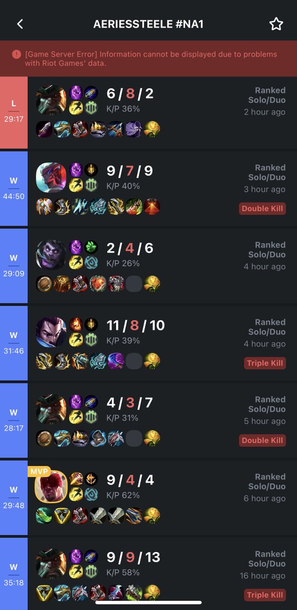 aeriessteeleLOL's tweet photo. If you play league you know what that one loss means 😔 https://t.co/ySsrEnCPYv