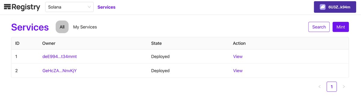 Another milestone on the path to full @solana deployment: Registry app now has partial support for Solana! Connect an active wallet and see the early services being added. registry.olas.network/solana/services