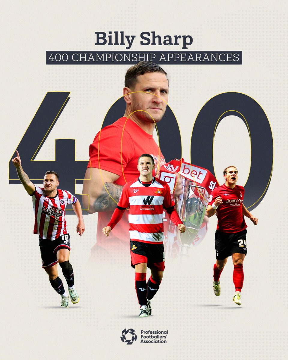 Back in England and reaching incredible milestones! 400 @SkyBetChamp apps for @billysharp10 👏