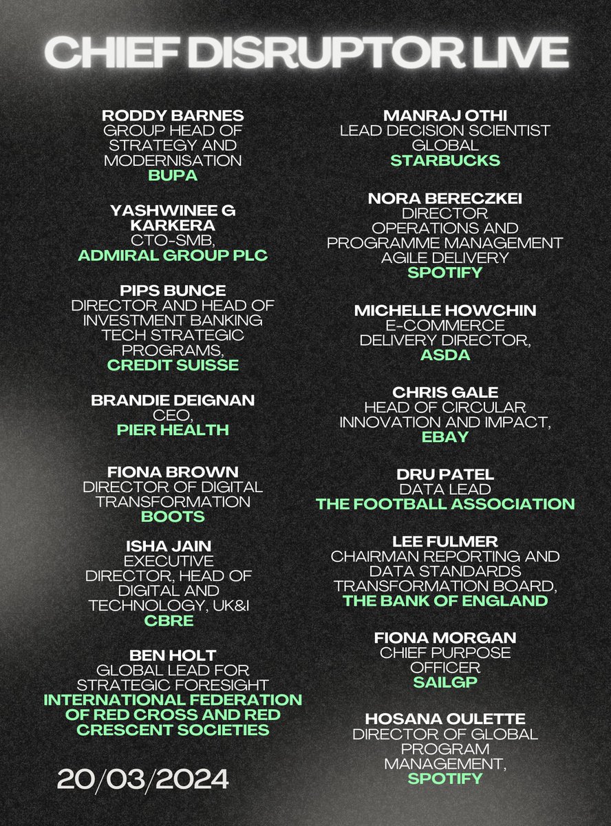 Chief Disruptor LIVE is shaping up to be our best summit yet with the highly topical theme: Plan, align and optimise your business transformation strategies, budgets and capabilities. As ever, we’ve curated a speaker line-up, with diverse perspectives bit.ly/4207J5Y