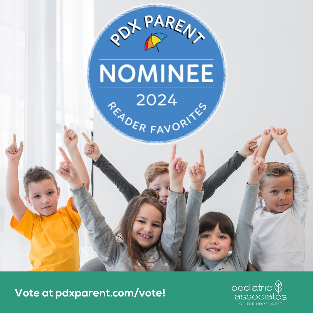 PedsAssocNW's tweet photo. We're thrilled to announce that our practice has been nominated again as one of the top 5 #pediatric offices for @pdx_parent's 2024 Reader Favorites!

Visit https://t.co/WADqsqgXyH to vote by Jan 31 and help us win this incredible honor. 

#Portland #Beaverton #Tigard #Oregon https://t.co/qgnPfsHQ1J