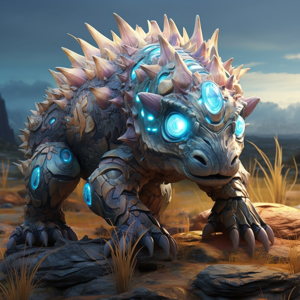 ShardLegends's tweet image. In the sprawling steppes of the world of "IN," the Rathiaputh reigns as a colossal creature of legend. This beast, with its hulking, rock-like armor, blends seamlessly into the vast open plains. Its skin, reminiscent of weathered stone, bears an array of spikes that rise like the…
