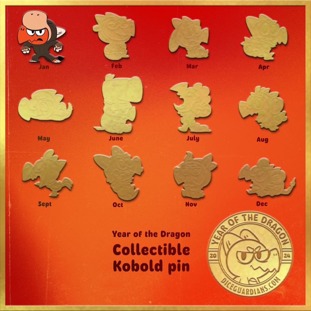 🐉We're celebrating the Year of the Dragon all year long!🐉 Our cavalcade of Kobolds are dressing up as Lunar New Year icons! Every month will feature a new zodiac animal &amp; each pin is FREE with a purchase of $50 or more! 

diceguardians.com/?utm_source=SM…