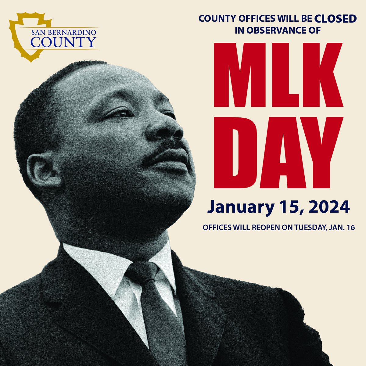 SBCoDCSS's tweet photo. Child Support Services offices will be closed January 15, 2024. Offices will reopen on Tuesday, January 16th. #inlandempire #highdesert https://t.co/vLoA4X32iC