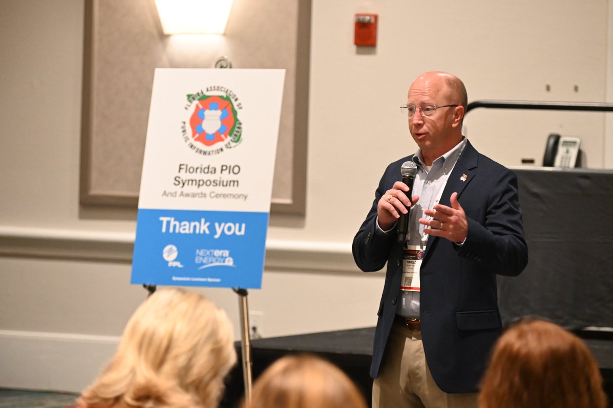 FloridaPIOs's tweet photo. ‼️VIP ALERT‼️
Thank you to @FlFireChiefs President Harold Theus for coming to show his appreciation for PIOs during 2024 Florida PIO Symposium at @floridafirecon. #FAPIO24 https://t.co/kqsOHbfyPD