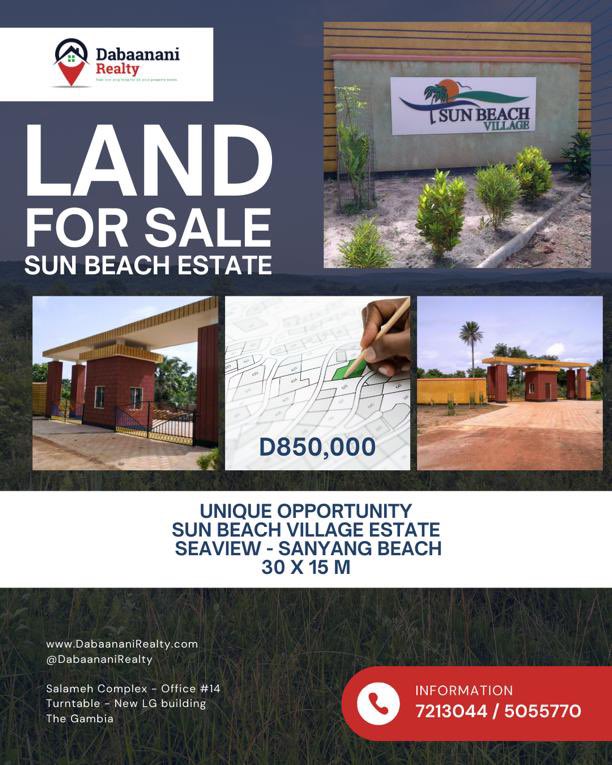 dabaanani's tweet photo. UNIQUE OPPORTUNITY!
Land for Sale
Location: Sanyang, Sun Beach Village Estate
Size: 30 x 15

Contact us for a site visit!

Contact: +220 721 3044/ 505 5770

#properties #estate #realestate #housing #land #gambia #propertiesingambia #rentals #rental #house #dpm #dabaananirealty https://t.co/8u0dSGb874