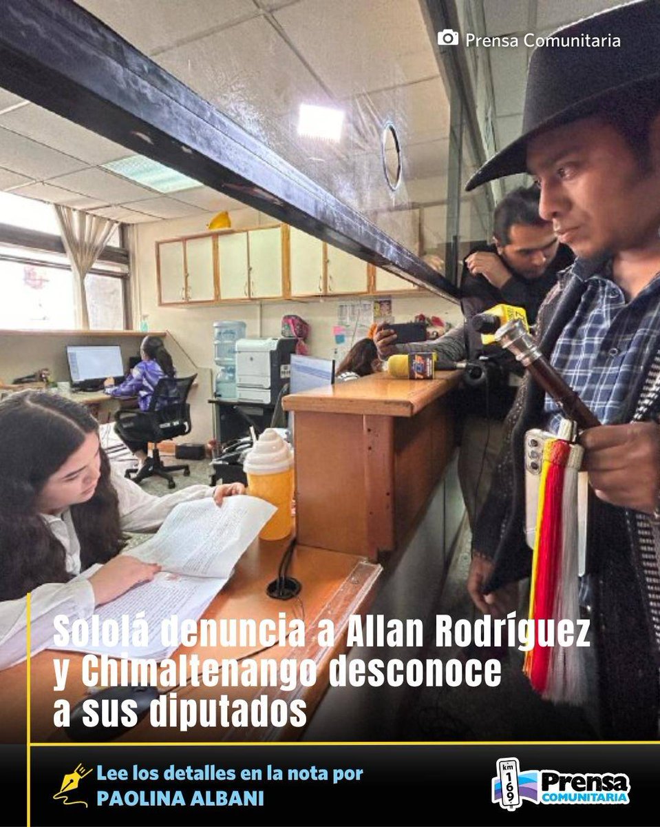 PrensaComunitar's tweet photo. #GuateDecide ✊🏽 Autoridades indígenas de Sololá denuncian al diputado Allan Rodríguez

Las autoridades lo señalan de querer comprar el cargo. Casi al mismo tiempo, cinco parlamentarios de Chimaltenango son declarados personas non gratas por las autoridades indígenas de ese distrito.

Escribe @ap_albani 

https://t.co/Hi9KsYNwtf