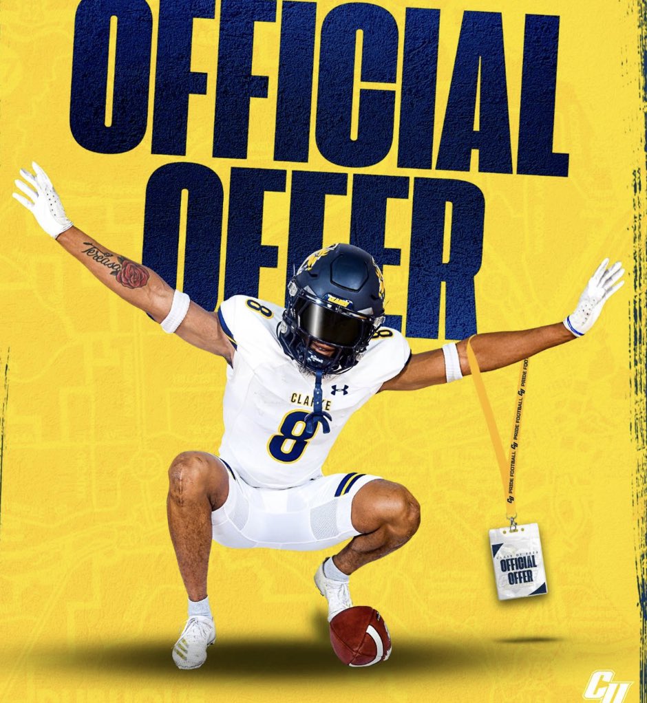 #AGTG After a great conversation with <a href="/CoachHicksCU/">Adam Hicks</a> and <a href="/DurrellMitchel1/">Durrell Mitchell</a> I extremely blessed to say I have received my fourth offer from <a href="/ClarkePrideFB/">Clarke Pride Football</a>.