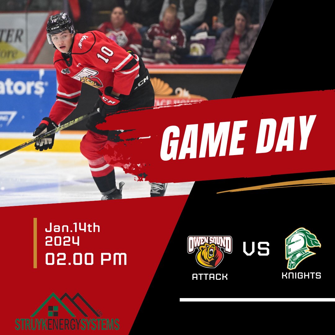 AttackOHL's tweet photo. We're about to have a 'McCue-off'! Sam McCue and the Attack will take on Max McCue and the Knights
π @londonknights
β° 2:00pm
π±@AttackOHL on Twitter, Facebook, and Instagram
π₯Stream on CHL TV
#FueledbytheRoar #AttackVsKnights #GoAttack #OwenSoundAttack #Gameday #AttackHockey https://t.co/qxRJ61aqsE
