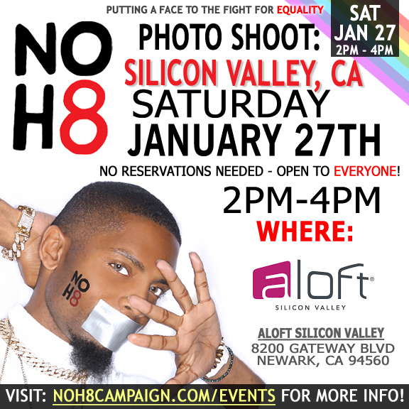 Spread the word! 📣 #NOH8 photo shoot January 27th in #SiliconValley, CA: fb.me/e/6PzSbjazv