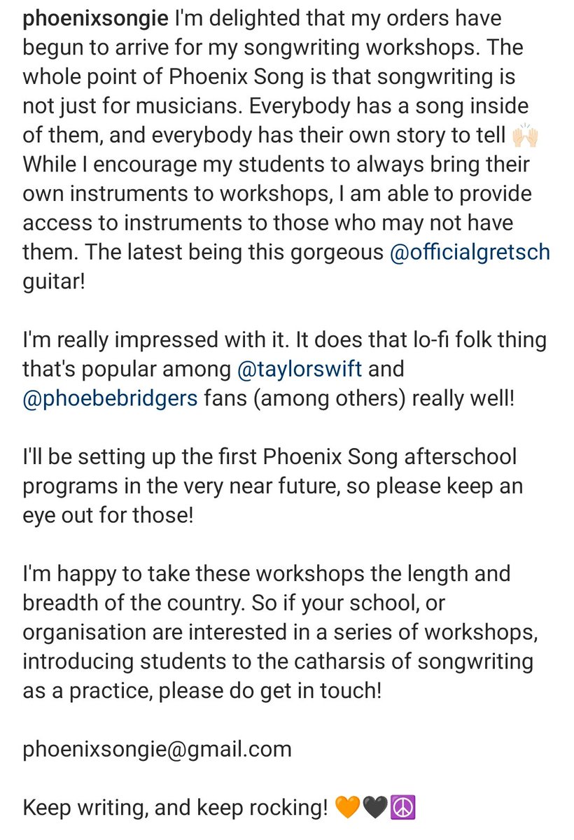PhoenixSongIE's tweet photo. Things are coming together nicely 🧡🖤☮️

Do you have a young person in your life who's into @taylorswift13's folklore era? Or @phoebe_bridgers's indie folk?

Phoenix Song afterschool programs for secondary students are coming very soon to Dublin! https://t.co/FyhI2XRYkK