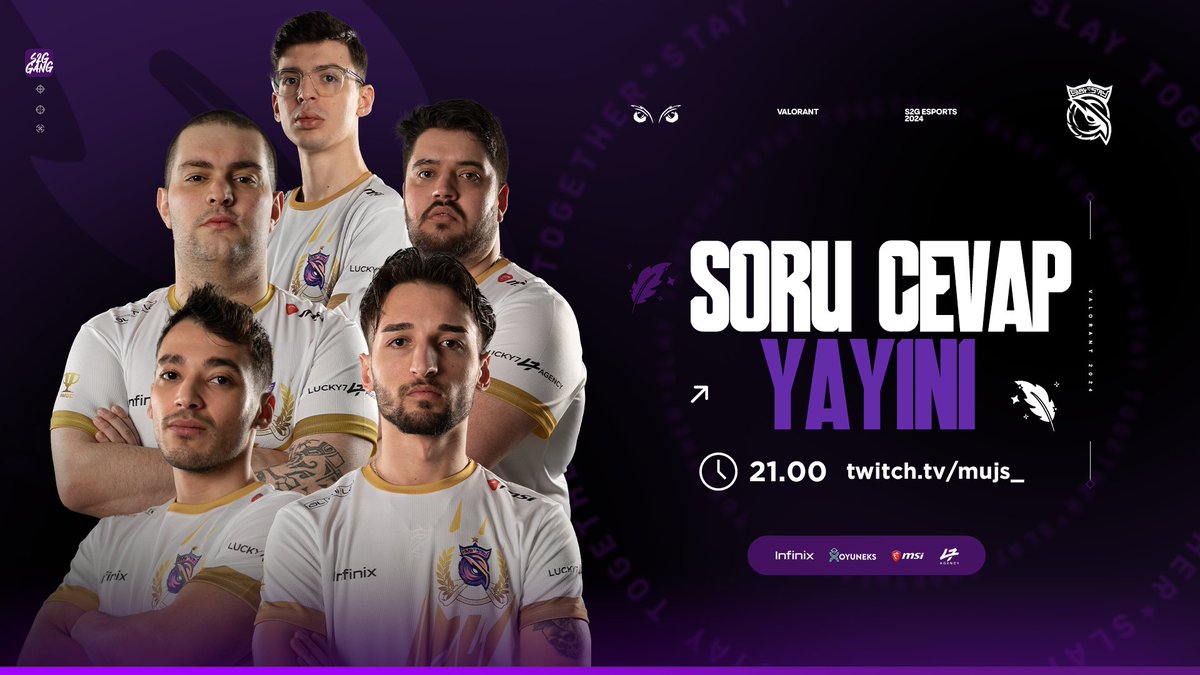 Yeni VALORANT kadromuz ile soru-cevap yayını için hazır mısınız?🥳 ⏰ 21.00 🔗 twitch.tv/mujs_