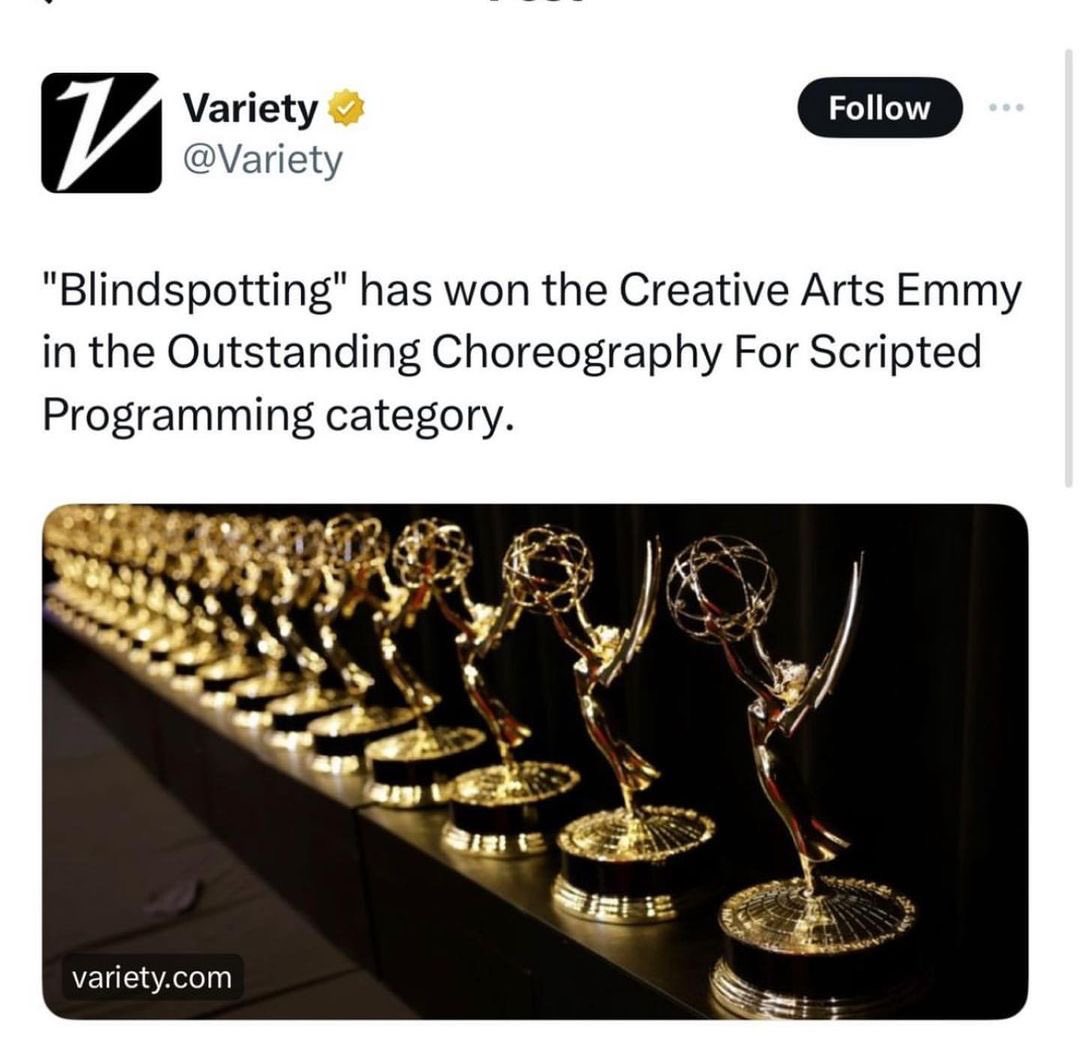 ISSA WIN!!! #Blindspotting is an EMMY AWARD WINNING show!! HUGE CONGRATS to the amazingly talented choreographer @JonBoogz !!! 🎉🎉 🥹🙌🏾 #Emmys