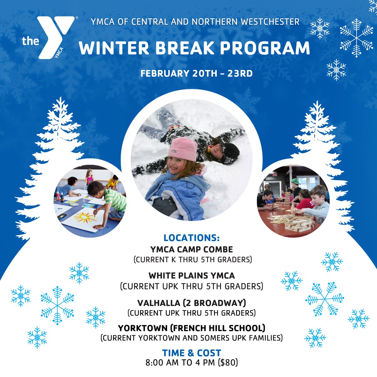 Our Winter Break Program promises days filled with laughter, learning, and the magic of the season! 
For more information email vferrara@ymca-cnw.org or cpia@ymca-cnw.org.

#OutOfSchoolTime #WinterRecess