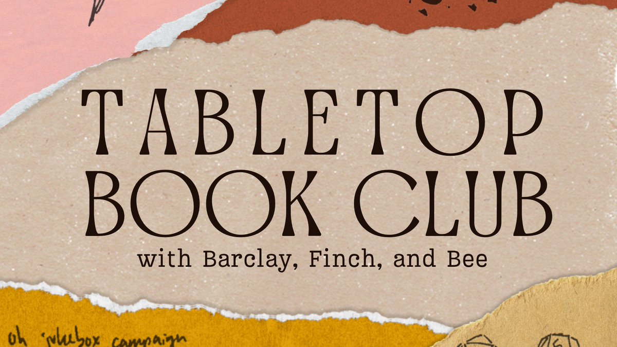 TTRPGBookClub's tweet photo. Tabletop Book Club, a podcast for tabletop enthusiasts with no time to play tabletop games. TTRPG Book Club is a new podcast where Barclay Travis, Finch Edmund, and Bee Alexander read (or reread) a TTRPG each month and discuss everything they love about it. https://t.co/VspWjsJoxG