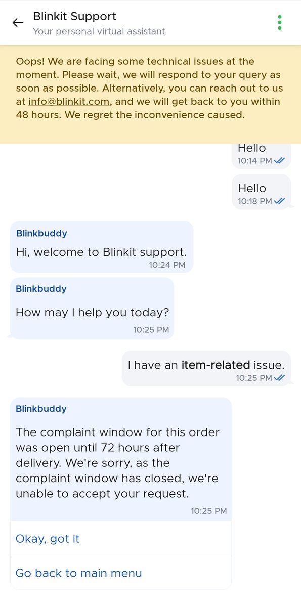 This is the quality of products and the customer service that is delivered by <a href="/letsblinkit/">Blinkit</a> 

Dirty rotten vegetables, Dirty/muddy/soiled packed food, and no customer response for over half an hour. Finally despite logging complaint within 1 minute, <a href="/letsblinkit/">Blinkit</a>  #CustomerService