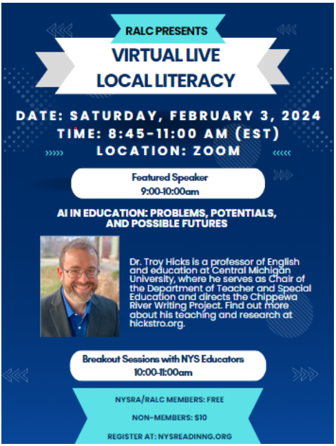 Please join us for "Virtual Live Local Literacy. Click here to register nysreading.org/event-5521540
<a href="/nysreading/">NYSRA</a>