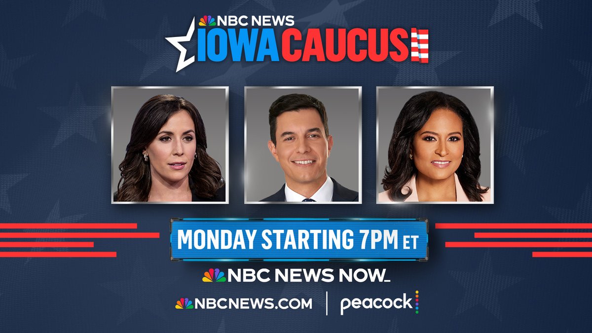 NEW: Join @HallieJackson, @LlamasNBC and @kwelkernbc for live coverage and analysis of the Iowa Caucus. Special coverage begins Monday at 7 p.m. ET, streaming on NBC News NOW.