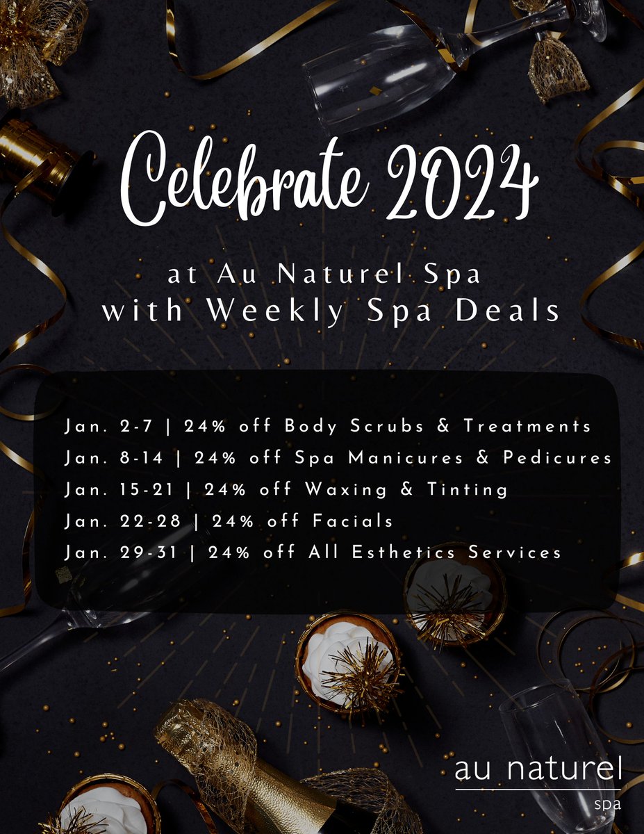 🎉 New Year, New Glow! 🎊 Step into 2024 with a radiant new you, courtesy of Au Naturel Spa's month-long celebration! Embrace the spirit of the new year and treat yourself to our exclusive weekly deals throughout January. brookstreethotel.com/au-naturel-spa