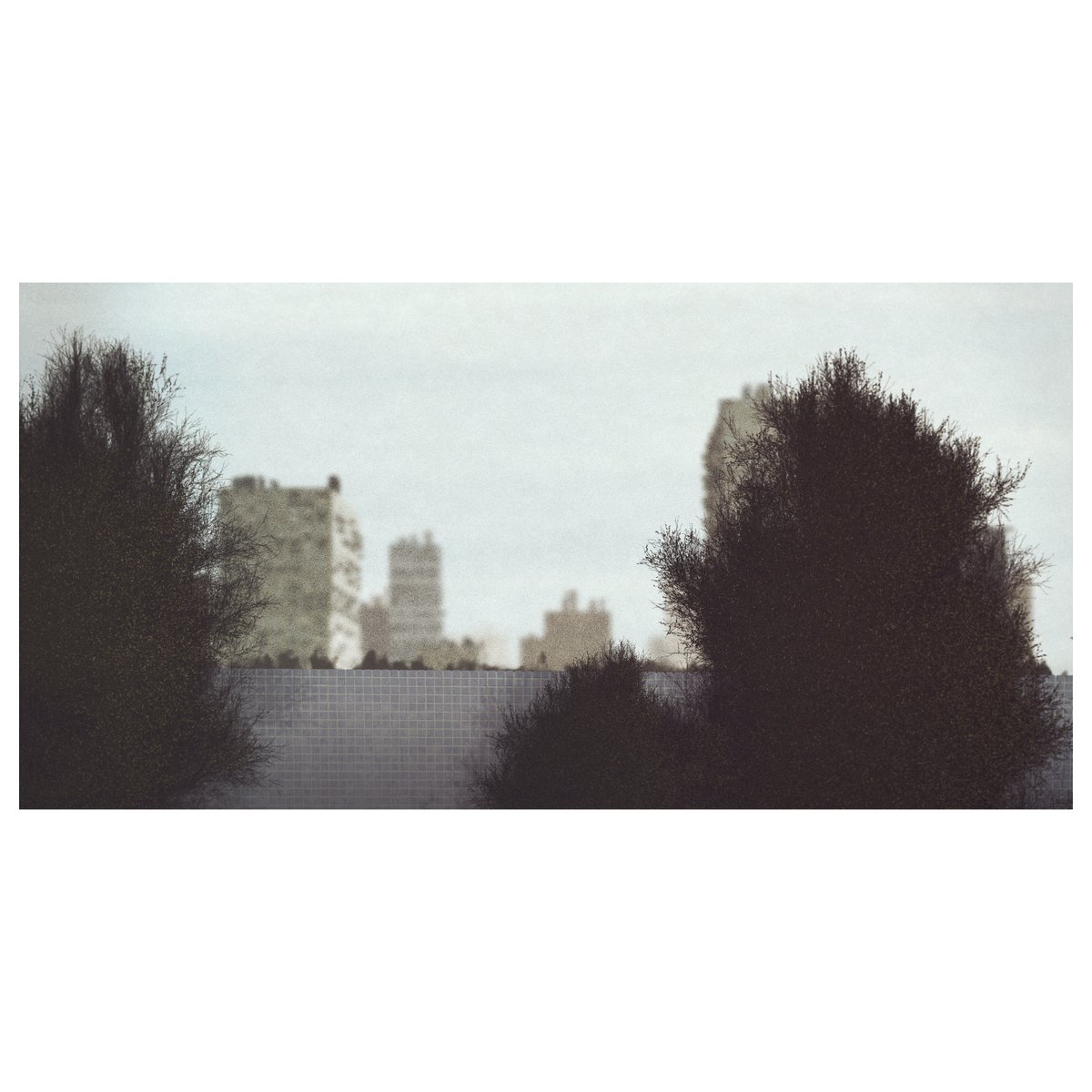 gaw1ik's tweet image. "Family of Trees". (WIP) 
I really like what happened with this one during my last session on it. The trees on the right look kind of like a parent and child overlooking the city. #generative #digital