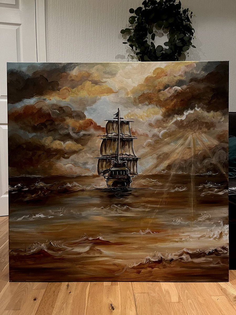 rebelsophie's tweet photo. My love letter to a show that has inspired me more than I can put into words.

My finished Revenge painting 🥰 it’s really big (100cm x 100cm!) and I had the best time painting it. 🏴‍☠️

#SaveOFMD #OurFlagMeansDeath #OFMDS3 #RenewAsACrew https://t.co/15RzgZ9aa4
