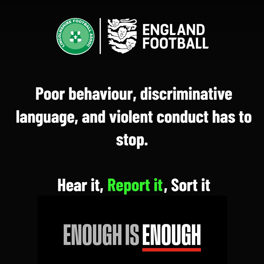 Poor behaviour in football is a problem, and enough is enough 🚫

We're going be showcasing real world examples of incidents across Lincolnshire in the coming weeks. The language used will be offensive and will not be censored.

Hear it. Report it. Sort it.