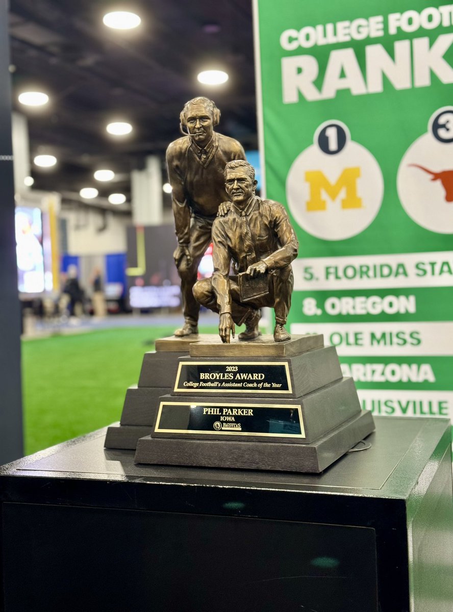 Proud to have the Broyles Award trophy at @WeAreAFCA again this year! Big thanks to @FieldTurf for hosting us!