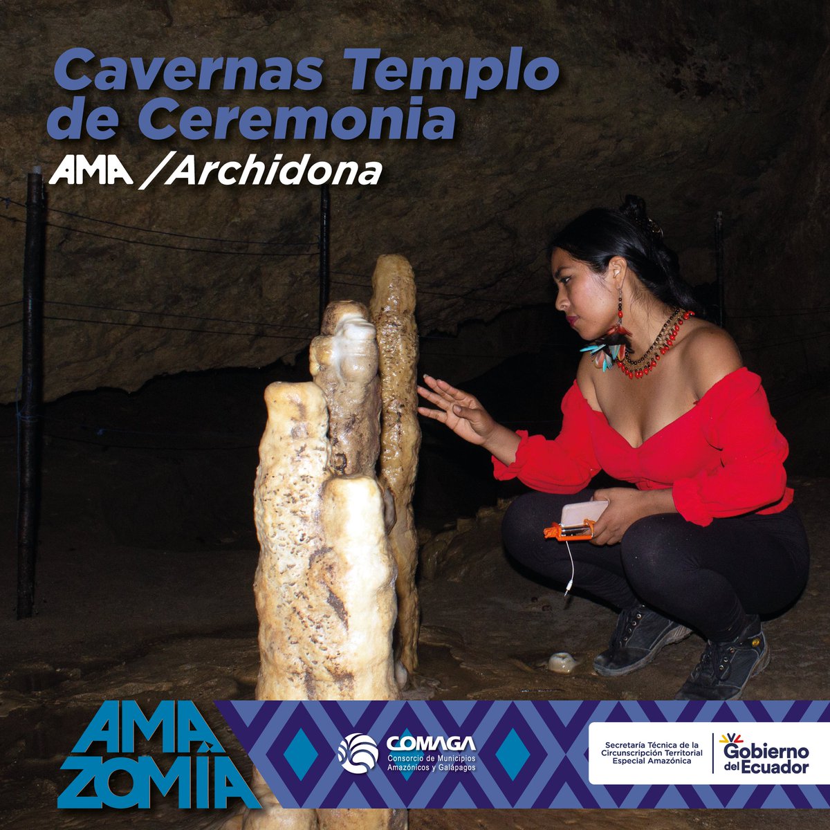 AMA ARCHIDONA, cantón de la provincia de Napo, Sumérgete en la magia de la selva amazónica y descubre los secretos ocultos en las Cavernas Templo de Ceremonia. Una travesía que te lleva a explorar el fascinante mundo subterráneo, donde las estalactitas y estalagmitas dan vida a