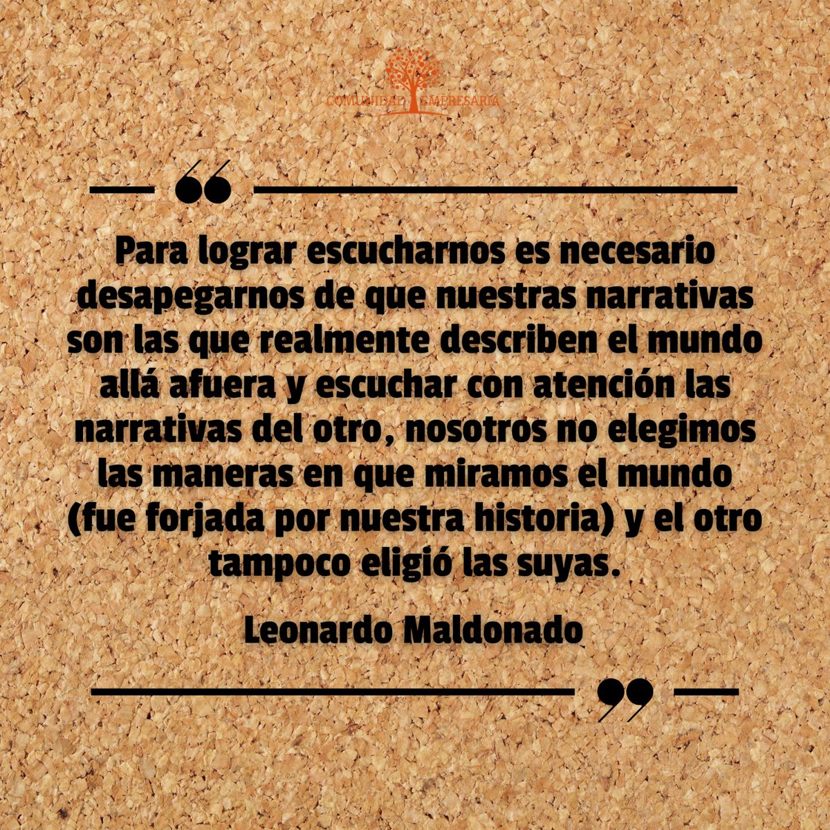 Dejamos por aquí una cita de uno de los blogs de Leonardo Maldonado, especialista en la aceleración de los ecosistemas de innovación y un "emprendedor empedernido" como él mismo se autodescribe.

#leonardomaldonado #sociedad #comunidadempresaria #emprendedores #empresas