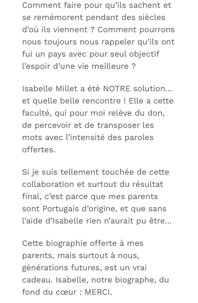 Cela fait maintenant près de trois ans que j'exerce avec bonheur cette profession de biographe et que je vous accompagne dans vos récits de vie. J'en mesure le privilège.
Rien n'aurait été possible sans vous. 

isabellemillet-biographe.fr