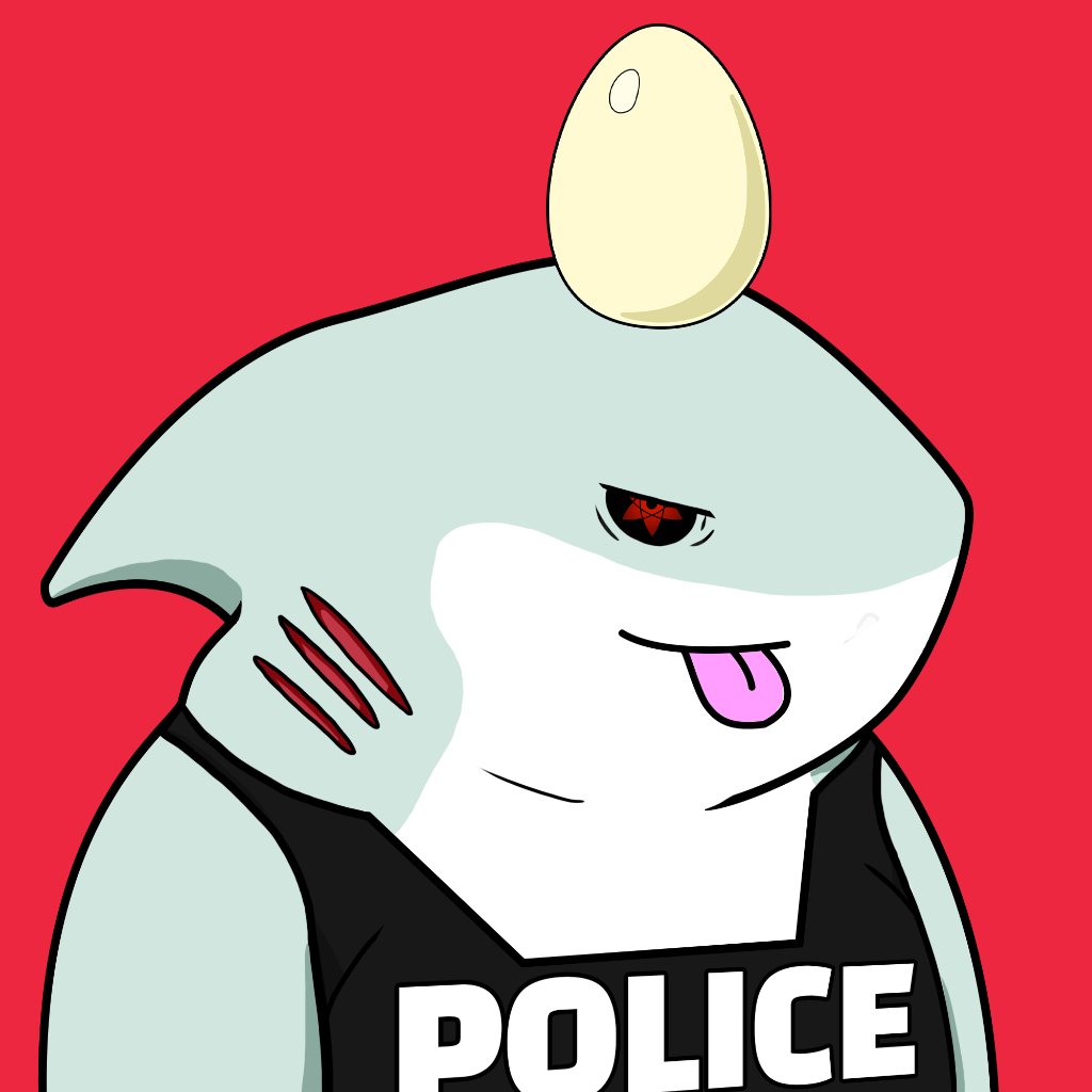 Solantis_sharks's tweet photo. Police🦈 with Sharingan eyes takes care of criminals while keeping an egg on its head. https://t.co/znGEAgKbtD