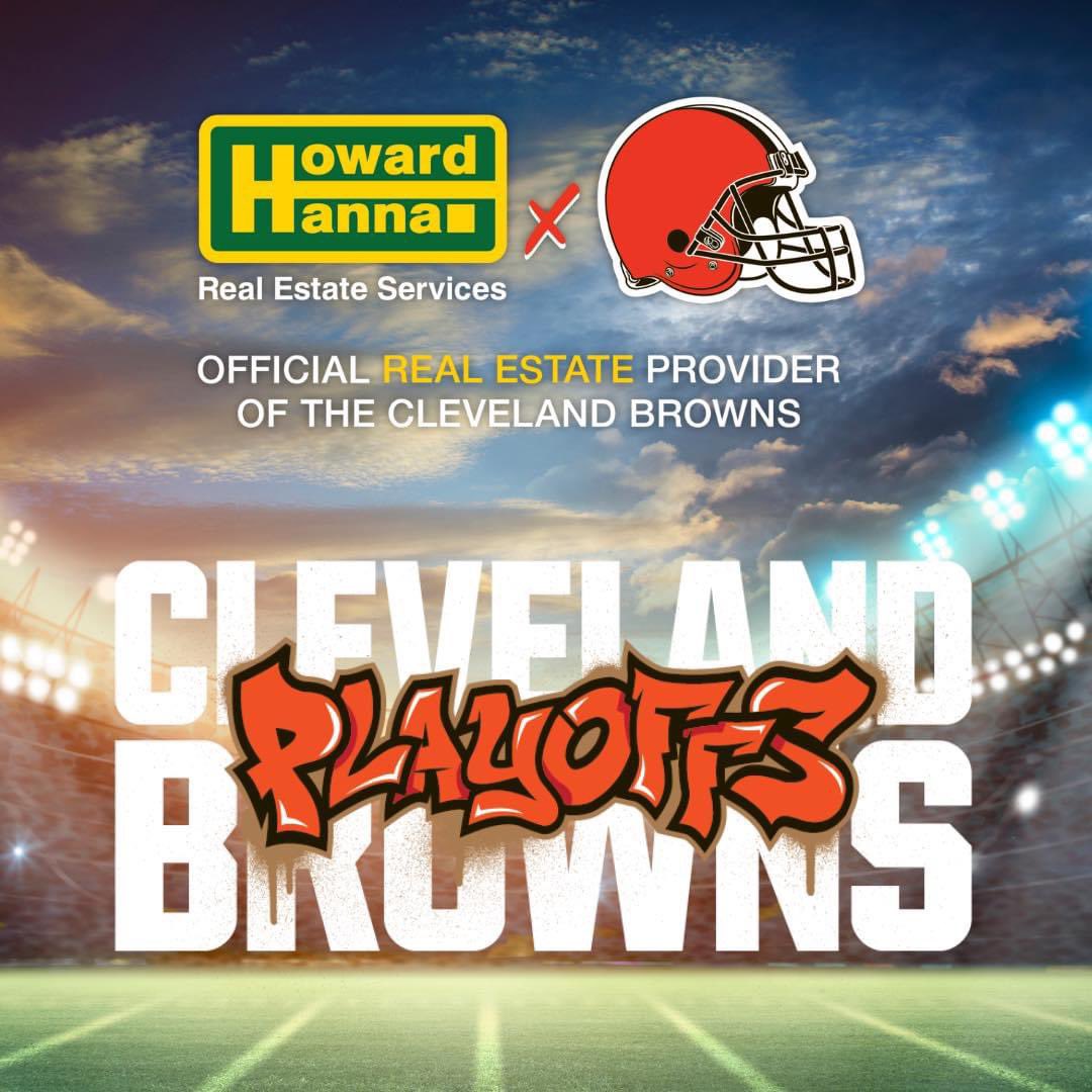 RealtorAndyD's tweet photo. The Browns are in the playoffs! Let’s add a Browns win to a winning property search this weekend! #howardhanna #RealEstate #cleveland #realtor #hudson #neohio #howardhannagobrowns #ClevelandBrowns https://t.co/XRwRipXU5A