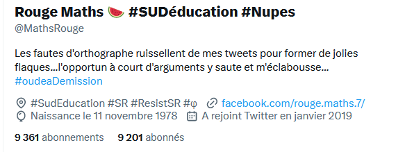 MathsRouge's tweet photo. J'avais laissé sur mon profil "#BlanquerDemission" malgré la valse des Ministres... ce soir je viens de le remplacer par "#oudeaDemission"... Ceux qui me connaissent sauront interpréter ce changement 🤬 https://t.co/9BZM6jso4p