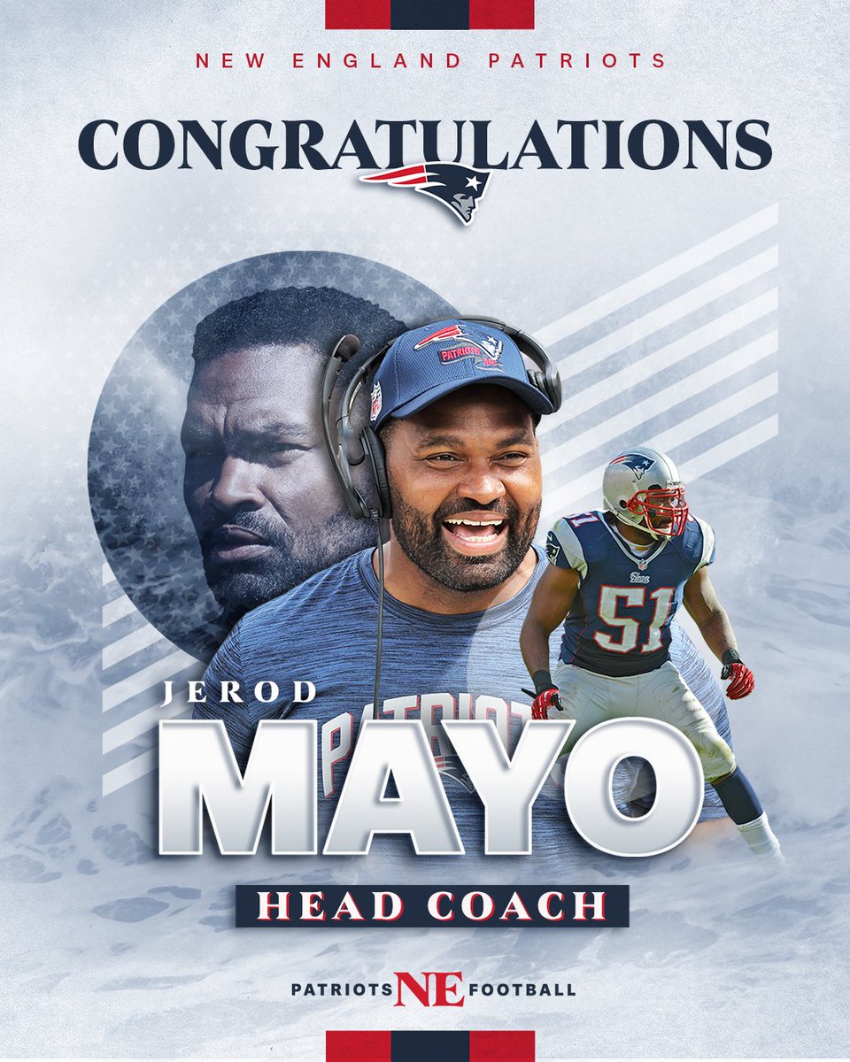 A new era in New England. Congratulations, Head Coach Jerod Mayo!