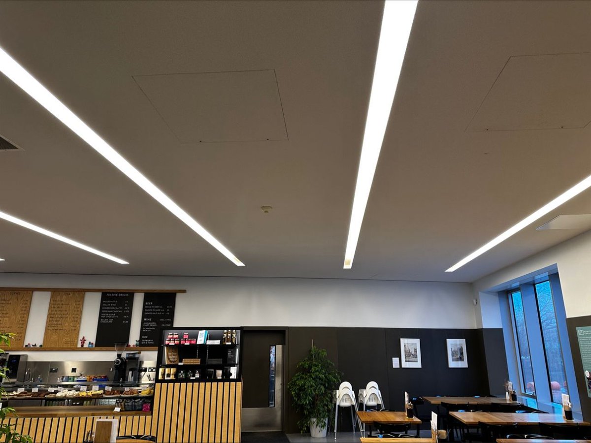 Voltacompliance's tweet image. Check out our final 2023 project! Upgraded fluorescent to LED at The Hepworth Wakefield. Bluetooth controls for dimming and colour temp in the cafe. Operate it via wall switch and smartphone app. 👍😁 #LEDUpgrade #SmartLighting #HepworthWakefield