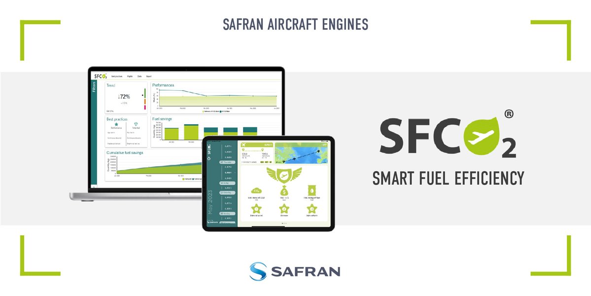 SafranEngines's tweet photo. #DoYouKnow how the #SFCO2 solution helps airlines to ⬇ their operating costs, fuel consumption & CO2 emissions ❓
✅ Analysis of millions datas by using algorithms
✅ Powerful dashboard
✅ An app for pilots on tablet
✅ Continuous inputs by experts
➡ https://t.co/dkbHnEgnrL https://t.co/3BYs7yuKI2