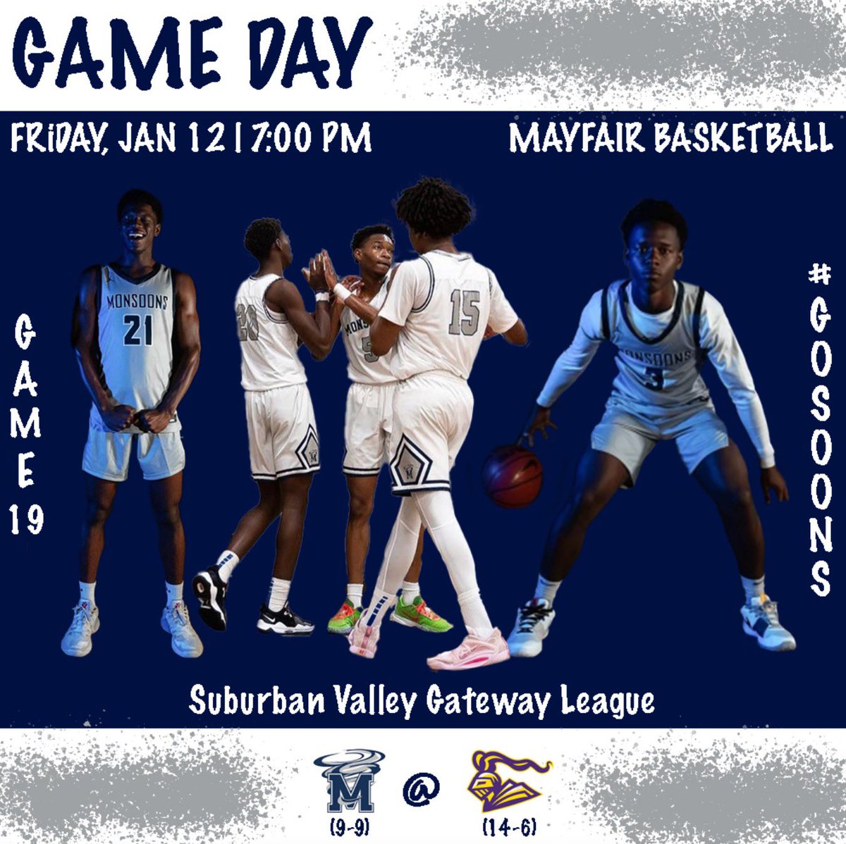 🚨GAME DAY🚨 🌪️| Mayfair Monsoons (9-9, 1-2) 🆚| Lynwood Knights (14-6, 2-1) 📍Lynwood High School ⌚️| 7:00pm 🎟️|GoFan #GoSoons🌪️