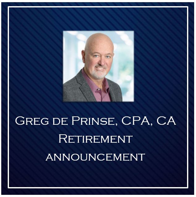 It is with mixed emotions that we announce that Greg de Prinse, a long-time member of our WMKL team, is retired as of Jan 1, 2024.  Greg has been a key part of our journey, contributing significantly to our firm's success.

Please join us as we extend our warmest wishes to Greg.